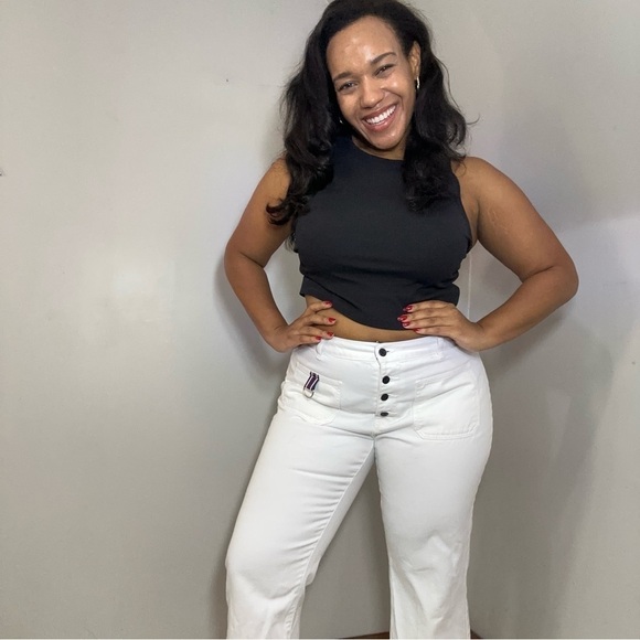 Vintage Tommy Hilfiger jeans mid rise white pants flare leg cropped denim Y2K - Picture 8 of 16
